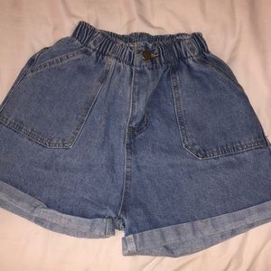Paper bag jean shorts